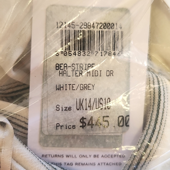 NWT REISS | Bea Striped Midi Dress (no belt) - Picture 10 of 10